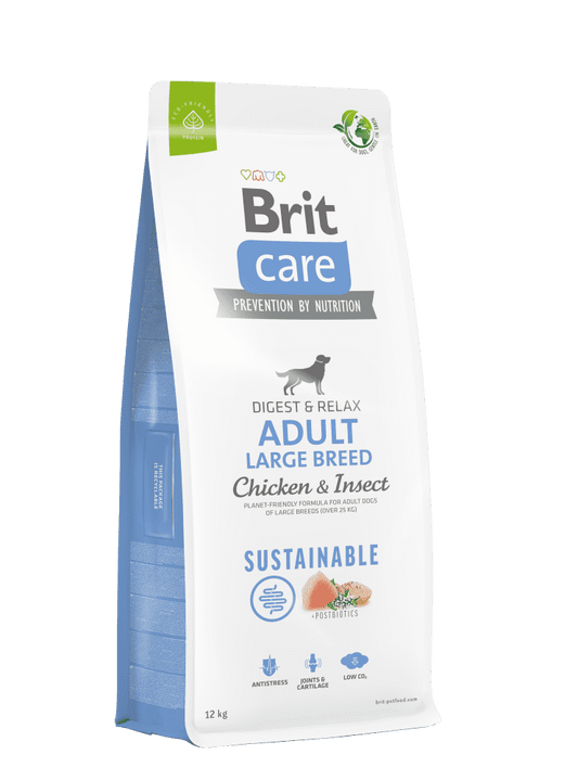 Brit Care ADULT - Large breed Sustainable - Fenntartható CSIRKE & ROVARFEHÉRJE 12 KG AKCIÓ