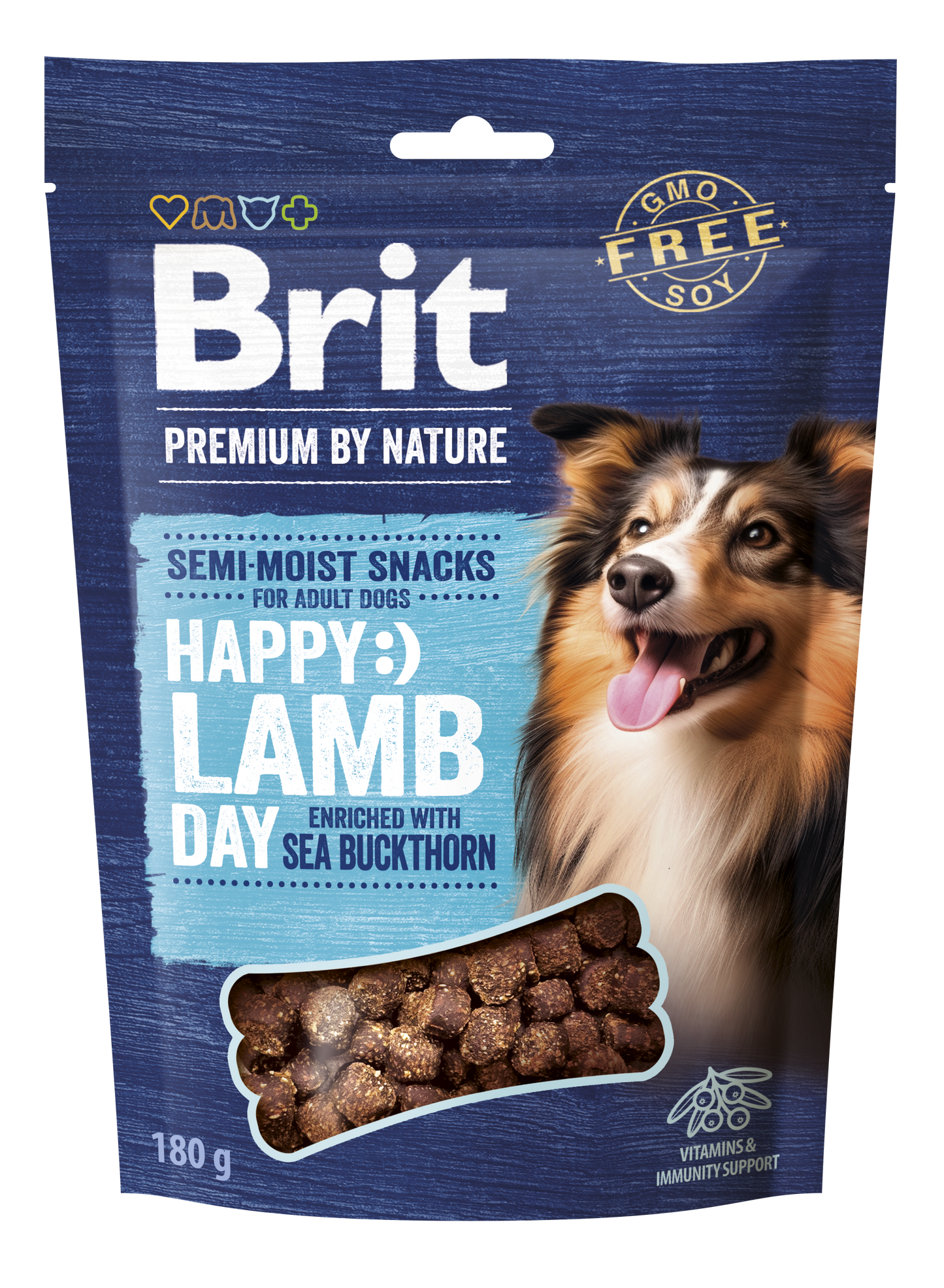 BRIT Premium by Nature Félnedves jutalomfalat kutyáknak Bárányhús homoktövissel 180 g