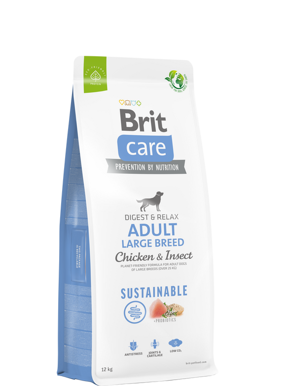 <b>AKCIÓ !<br>12+2 kg<br></b>Brit Care ADULT - Large breed<br>Chicken & Insect<br><i>Sustainable - Fenntartható</i>