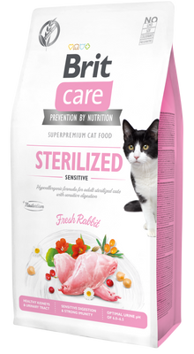 Brit Care Cat STERILISED - SENSITIVE NYÚL Hipoallergén, Gabonamentes